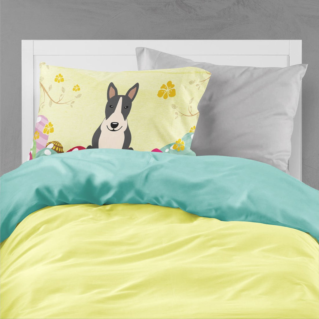 Easter Eggs Bull Terrier Black White Standard Pillowcase Lightweight Super Soft Easy Care Decorative Artwork Pillowcase, Standard