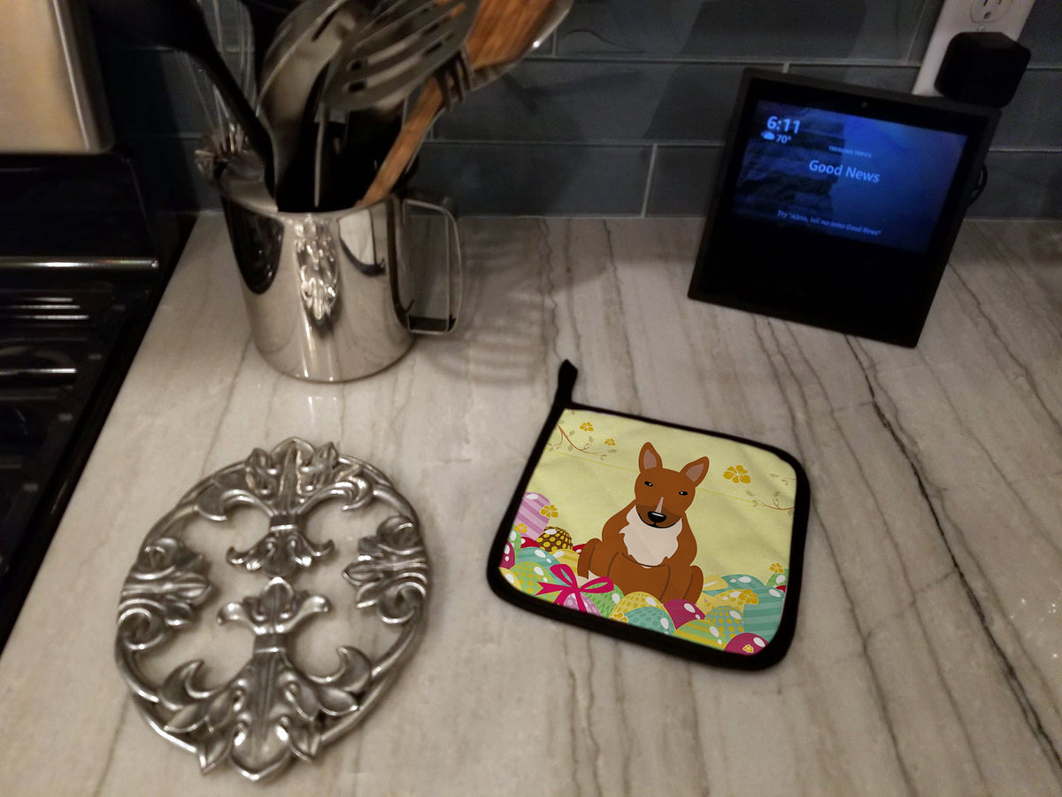 Easter Eggs Bull Terrier Red Pot Holder Set of 2 Heat Resistant Quilted Hot Pads 7.5 x 7.5 Inch, Insulated Kitchen Trivets for Cooking & Baking