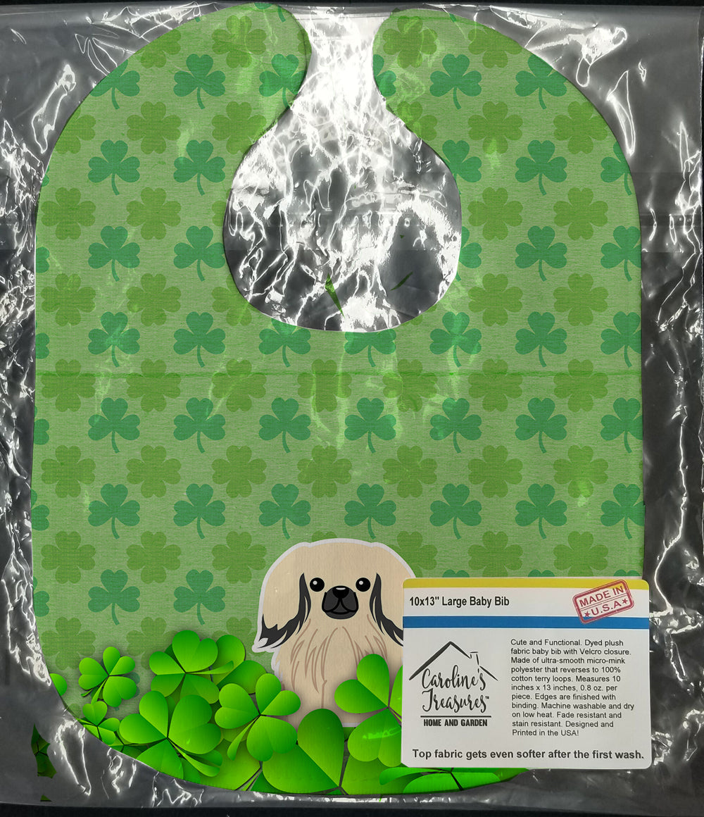 Pekingese Cream Shamrocks Baby Bib Easy-Clean Baby Bib Baby Feeding Accessory Baby Mealtime Essential, 10 x 13, Multicolor