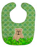 English Bulldog Fawn Shamrocks Baby Bib Easy-Clean Baby Bib Baby Feeding Accessory Baby Mealtime Essential, 10 x 13, Multicolor