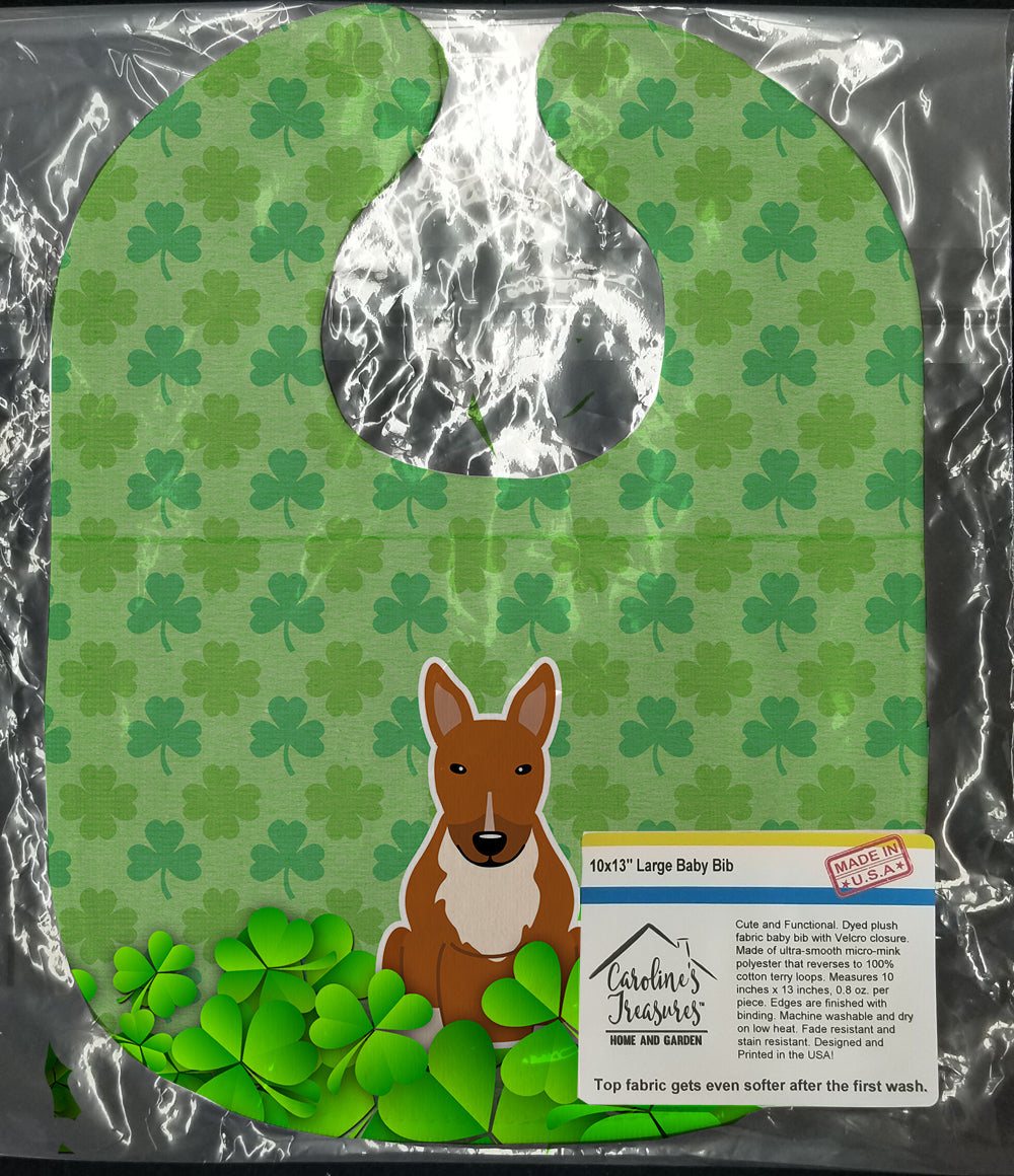 Bull Terrier Red Shamrocks Baby Bib Easy-Clean Baby Bib Baby Feeding Accessory Baby Mealtime Essential, 10 x 13, Multicolor