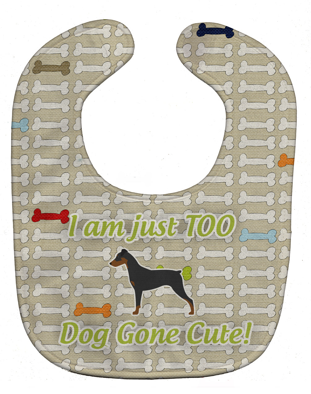 German Pinscher Dog Gone Cute Baby Bib Easy-Clean Baby Bib Baby Feeding Accessory Baby Mealtime Essential, 10 x 13, Multicolor