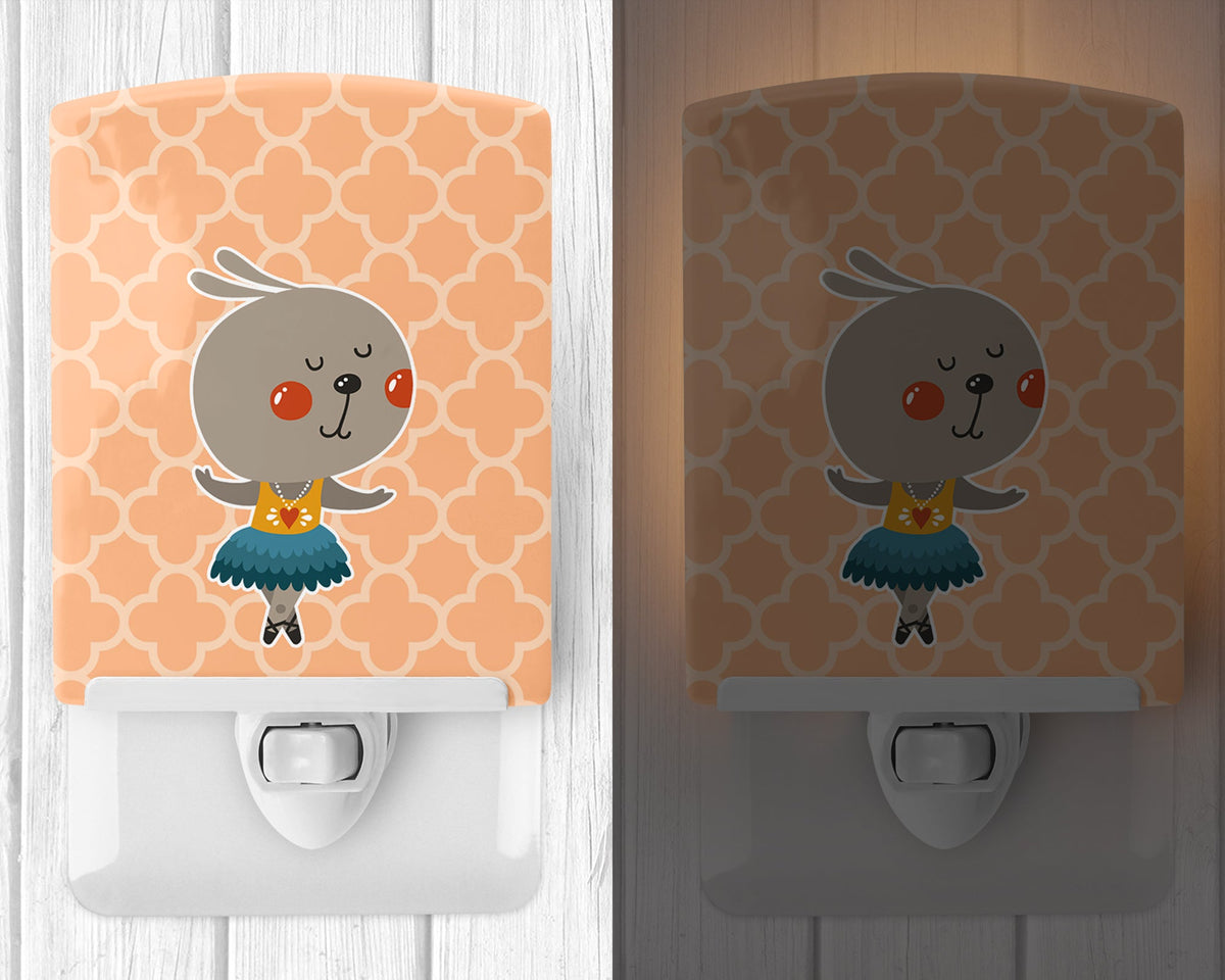 Ballerina Rabbit Ceramic Night Light Compact, UL-Certified, Ideal for Bedroom, Bathroom, Nursery, Hallway, Kitchen, 6x4x3, Multicolor