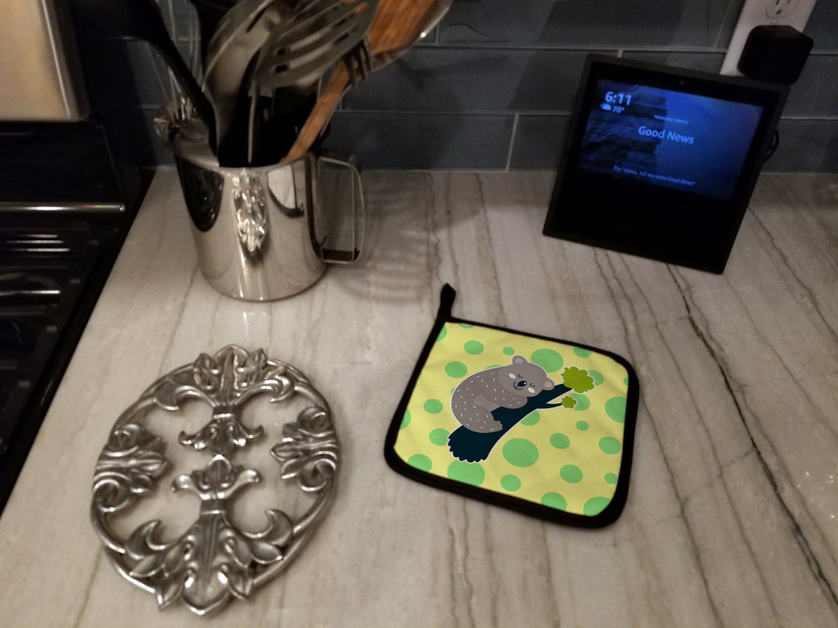 Koala Naptime Pot Holder Set of 2 Heat Resistant Quilted Hot Pads 7.5 x 7.5 Inch, Insulated Kitchen Trivets for Cooking & Baking