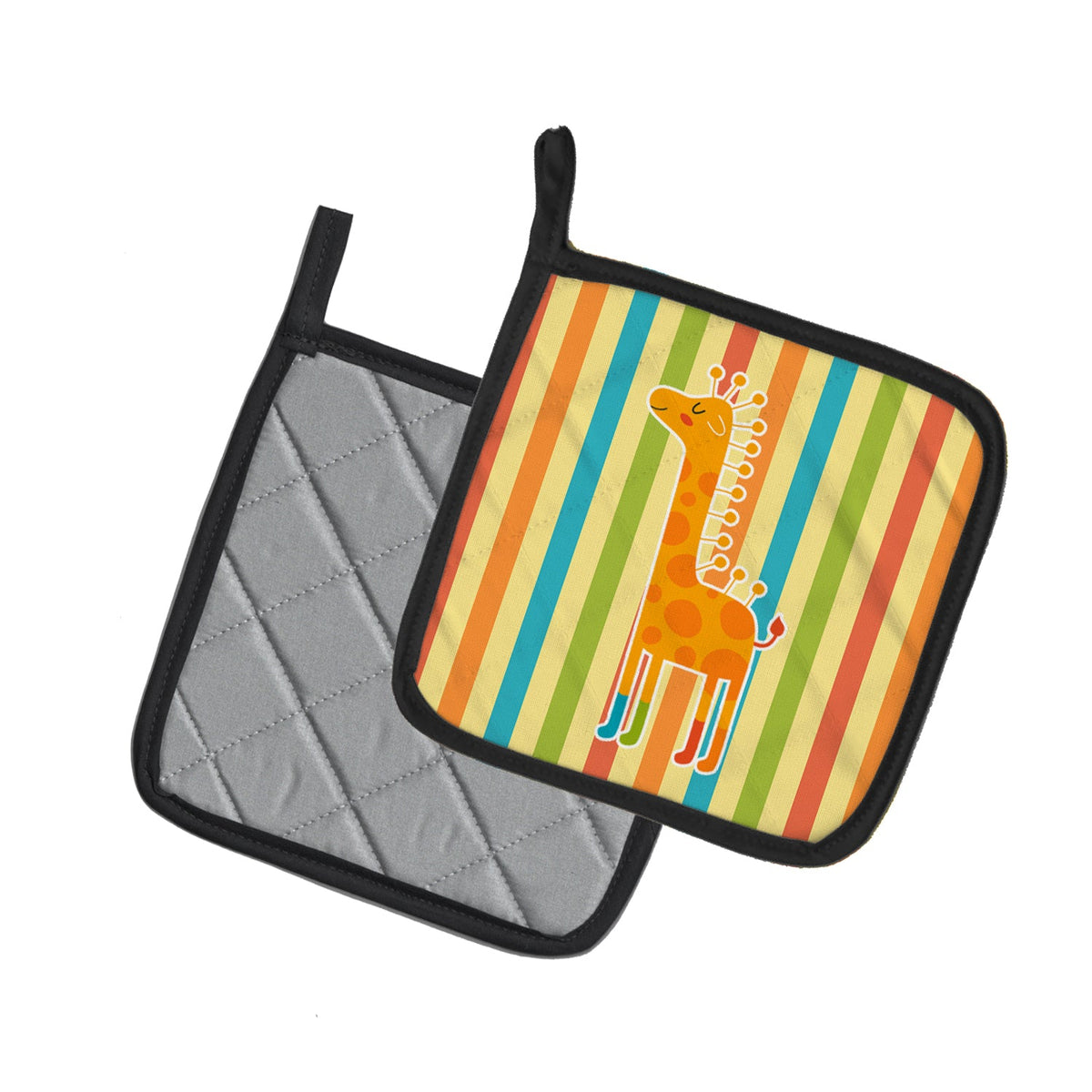 Giraffe in Socks Pot Holder Set of 2 Heat Resistant Quilted Hot Pads 7.5 x 7.5 Inch, Insulated Kitchen Trivets for Cooking & Baking