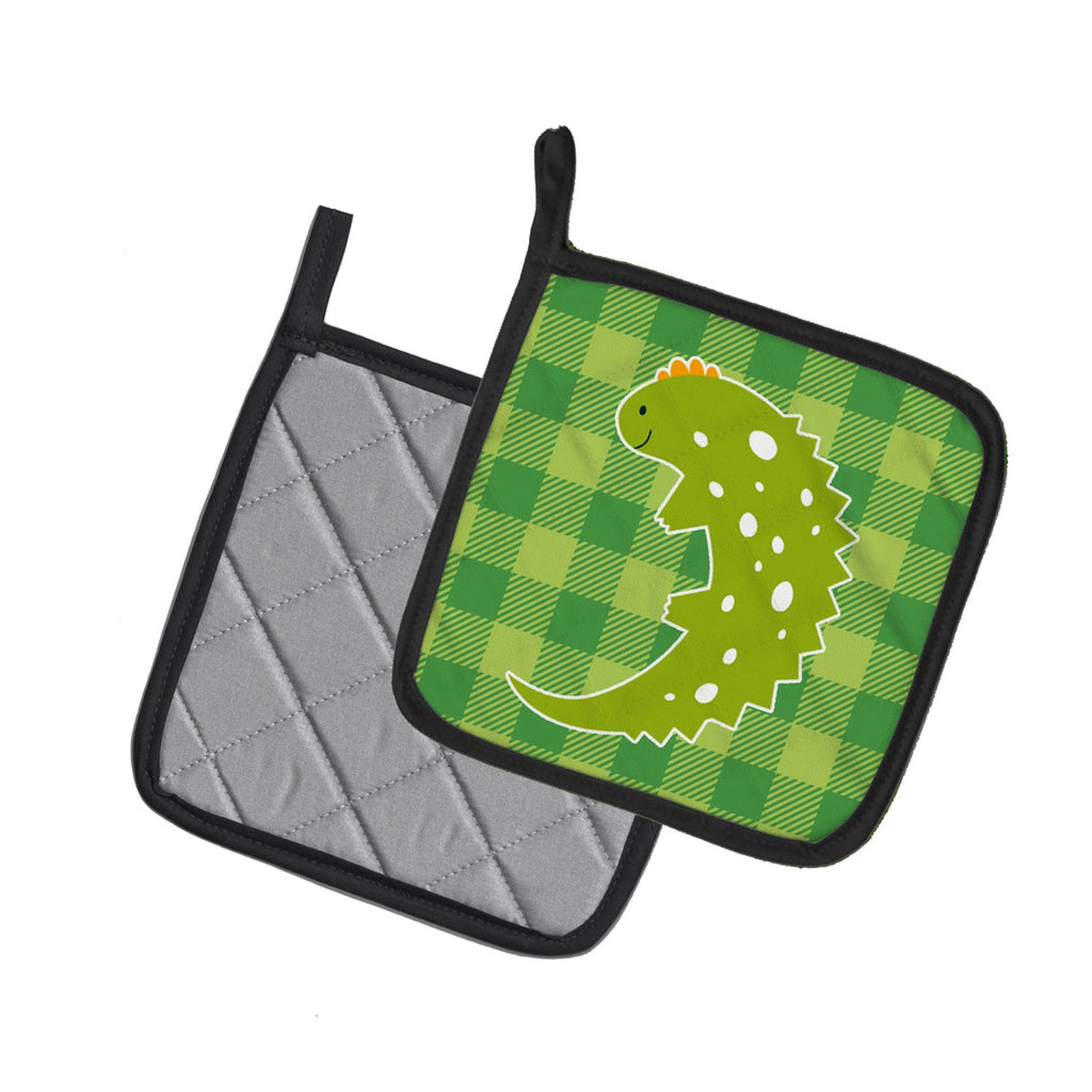 Lizard on Plaid Pot Holder Set of 2 Heat Resistant Quilted Hot Pads 7.5 x 7.5 Inch, Insulated Kitchen Trivets for Cooking & Baking