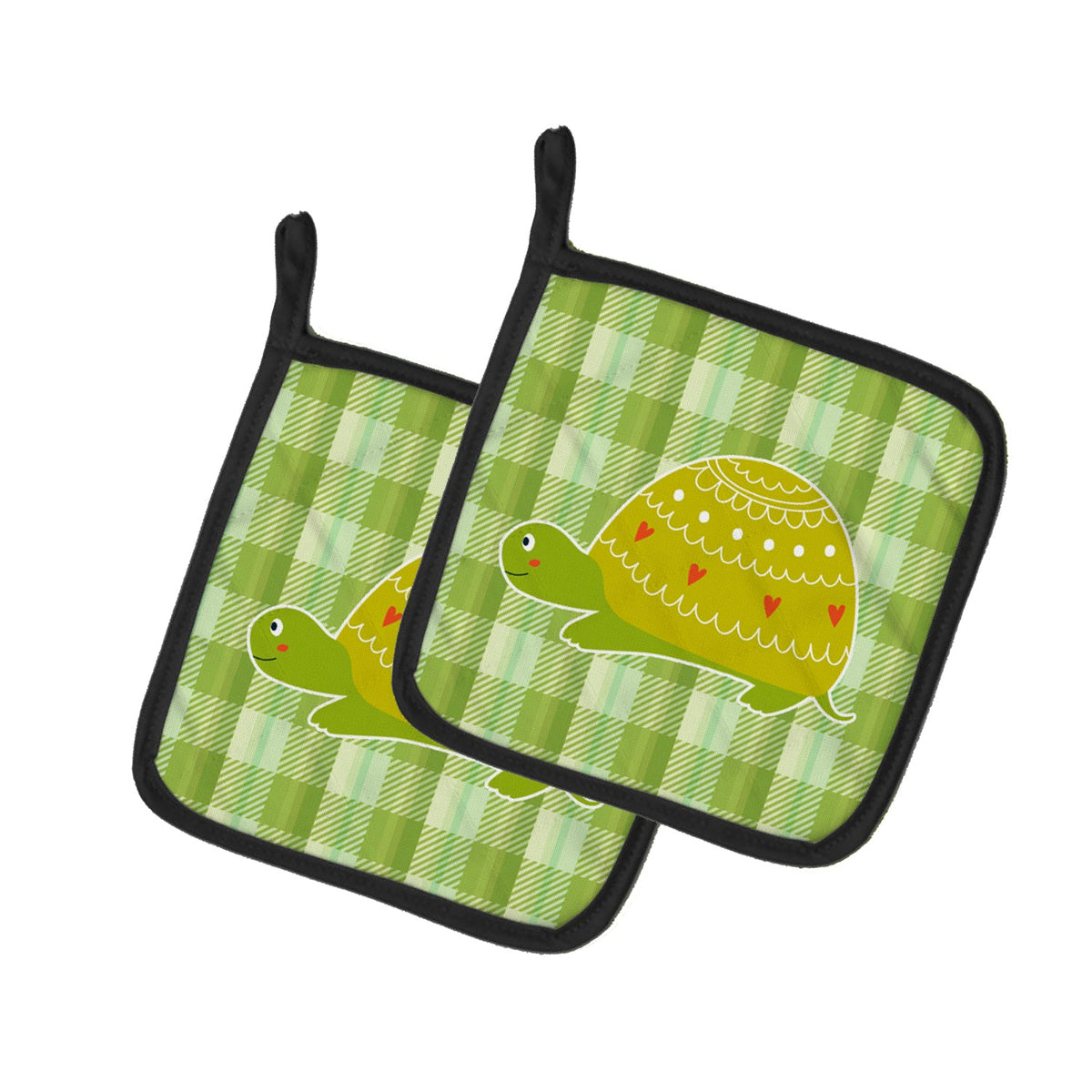Turtle on the Move Pot Holder Set of 2 Heat Resistant Quilted Hot Pads 7.5 x 7.5 Inch, Insulated Kitchen Trivets for Cooking & Baking
