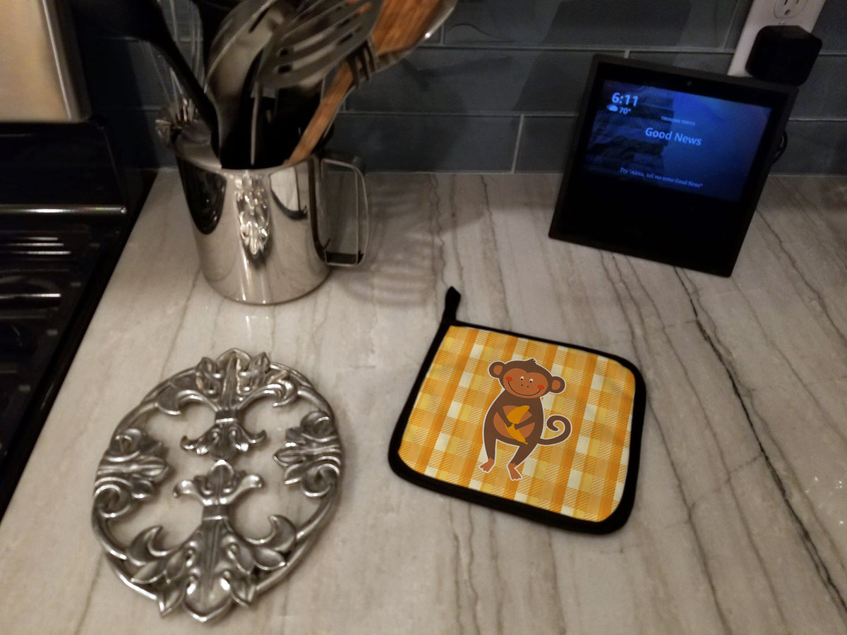 Monkey Business Pot Holder Set of 2 Heat Resistant Quilted Hot Pads 7.5 x 7.5 Inch, Insulated Kitchen Trivets for Cooking & Baking
