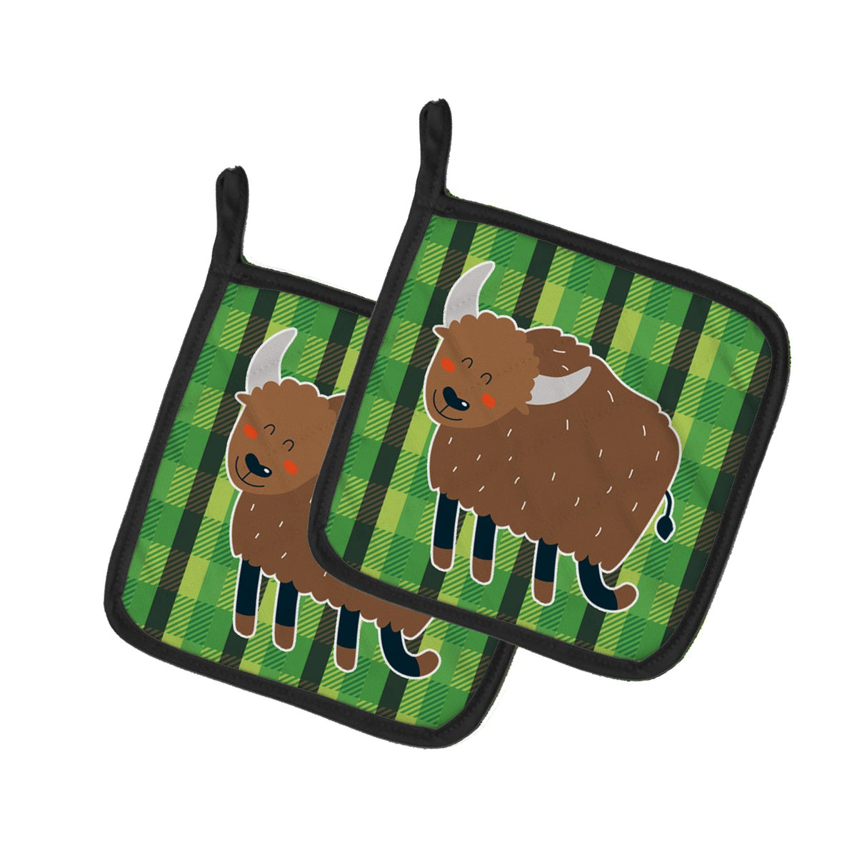 Bull Pot Holder Set of 2 Heat Resistant Quilted Hot Pads 7.5 x 7.5 Inch, Insulated Kitchen Trivets for Cooking & Baking