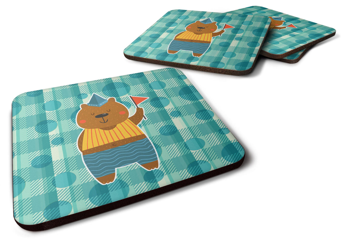 Celebration Bear Foam Coasters Set of 4 Cup Coasters for Indoor Outdoor, Tabletop Protection, Anti Slip, Mouse pad Material