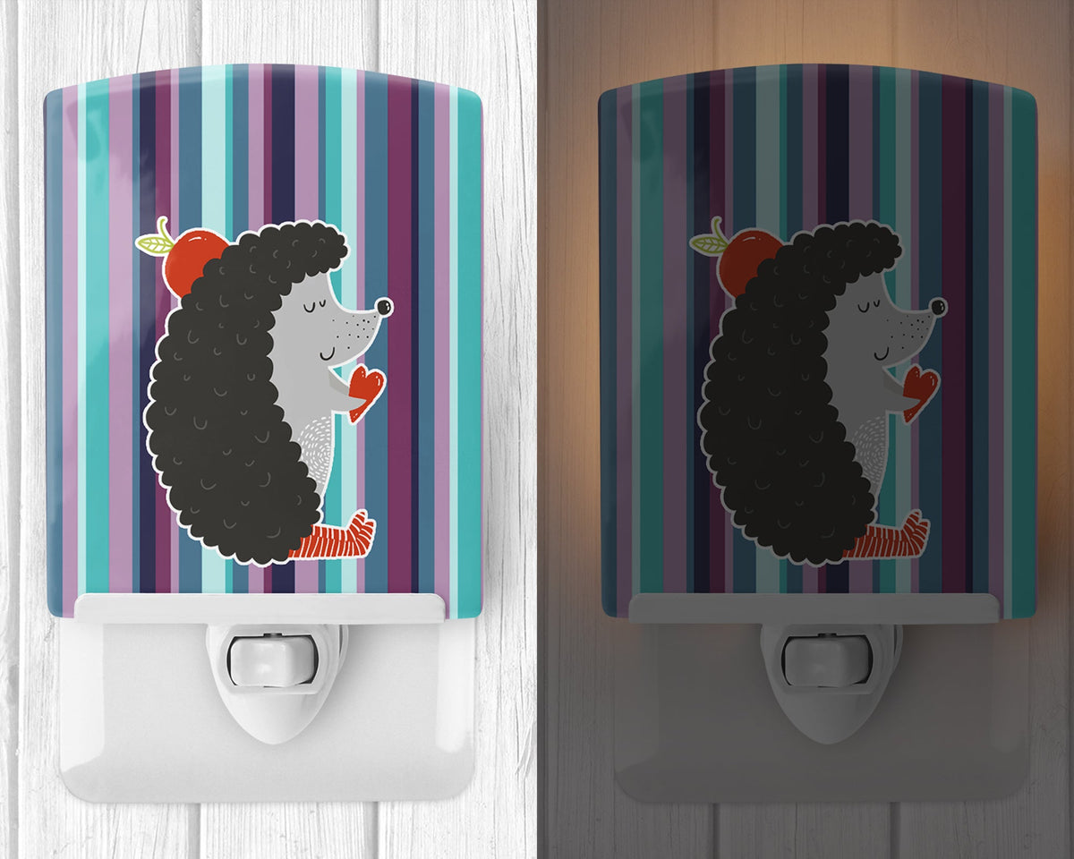 Hedgehog Ceramic Night Light Compact, UL-Certified, Ideal for Bedroom, Bathroom, Nursery, Hallway, Kitchen, 6x4x3, Multicolor