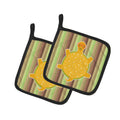 Turtle Pot Holder Set of 2 Heat Resistant Quilted Hot Pads 7.5 x 7.5 Inch, Insulated Kitchen Trivets for Cooking & Baking