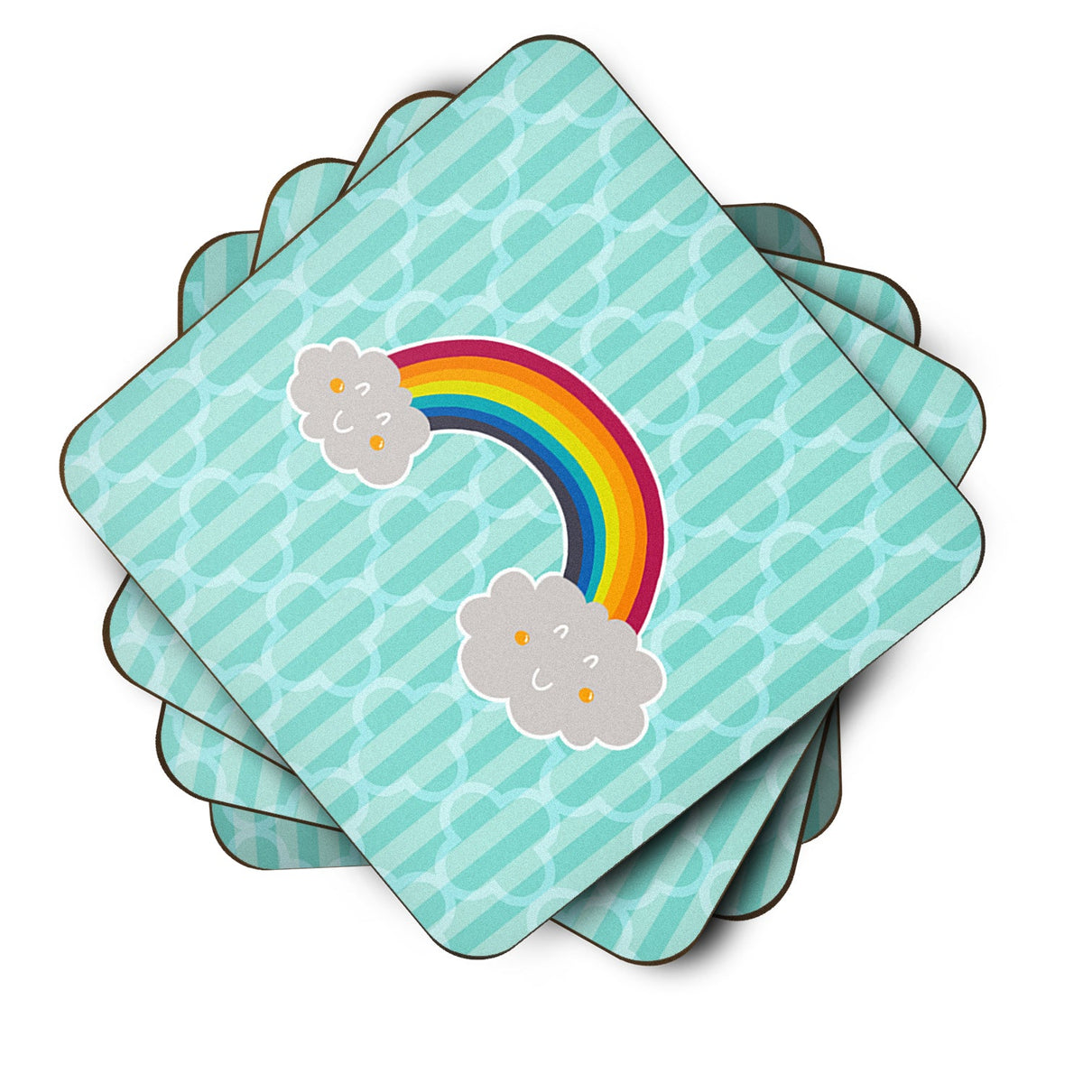 Rainbow in Clouds Foam Coasters Set of 4 Cup Coasters for Indoor Outdoor, Tabletop Protection, Anti Slip, Mouse pad Material