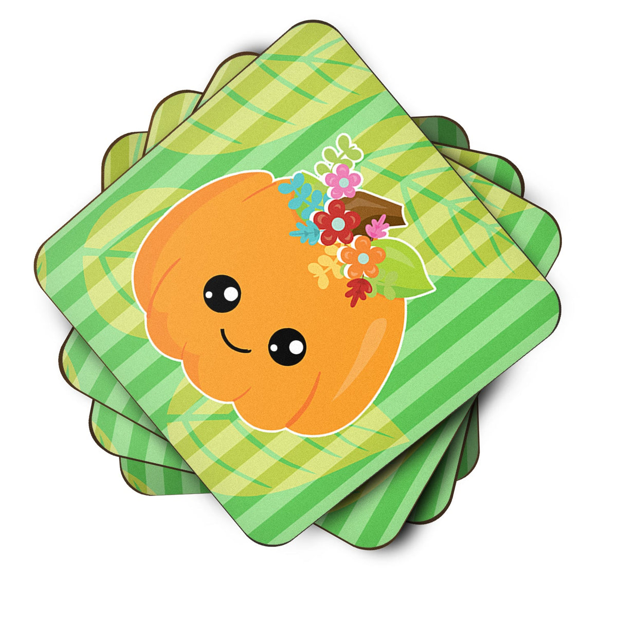 Pumpkin Fall Foam Coasters Set of 4 Cup Coasters for Indoor Outdoor, Tabletop Protection, Anti Slip, Mouse pad Material