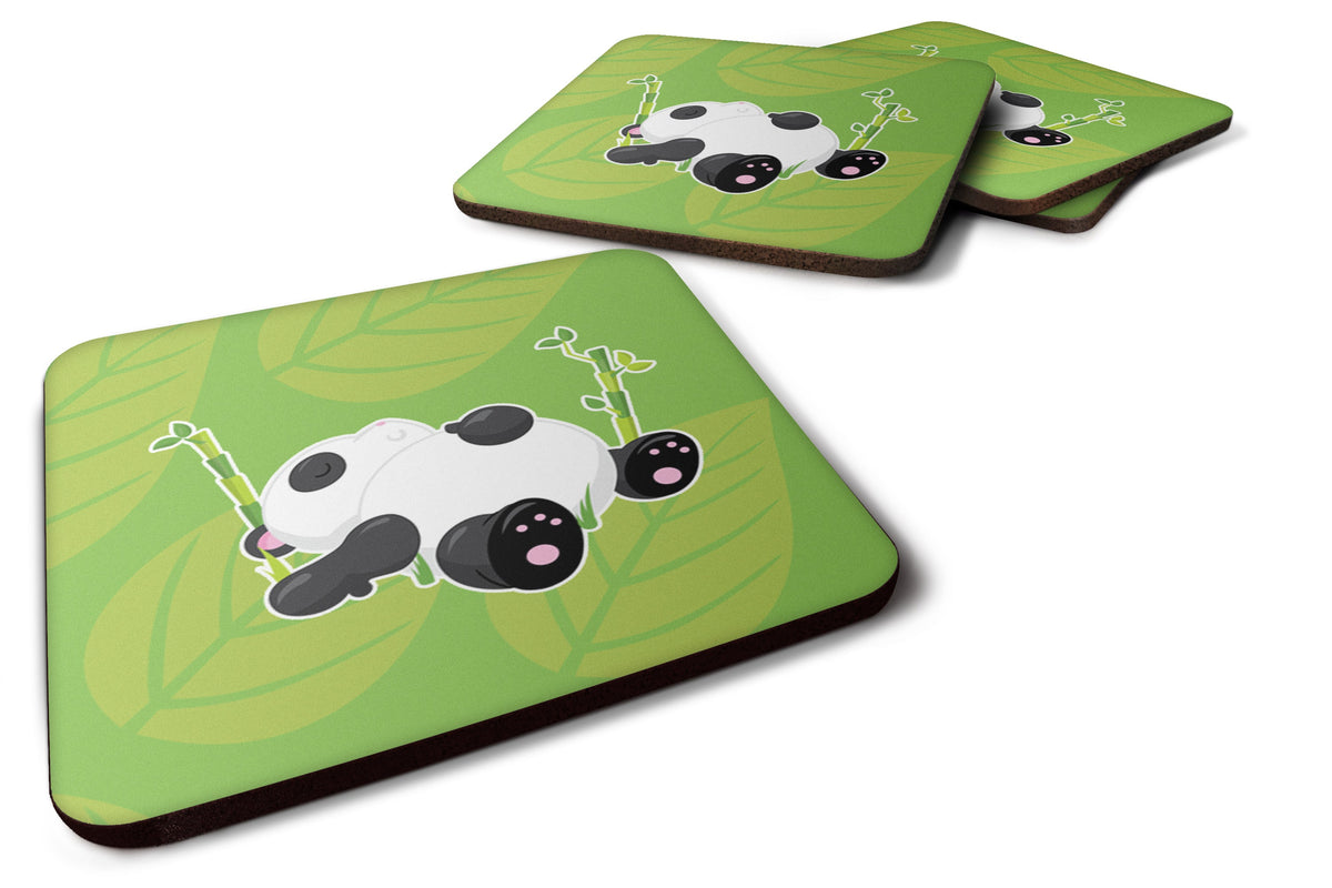 Passed Out Panda Foam Coasters Set of 4 Cup Coasters for Indoor Outdoor, Tabletop Protection, Anti Slip, Mouse pad Material