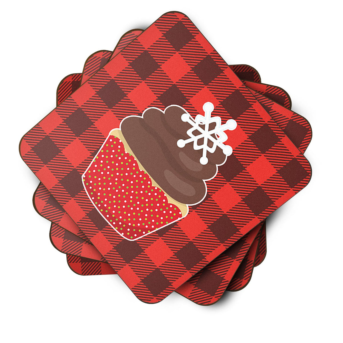 Christmas Cupcake Foam Coasters Set of 4 Cup Coasters for Indoor Outdoor, Tabletop Protection, Anti Slip, Mouse pad Material