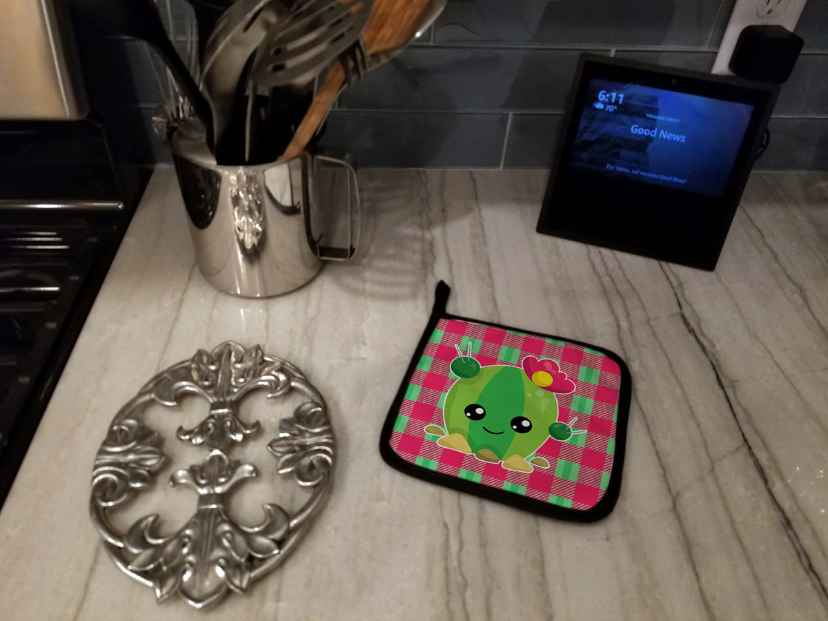 Cactus Peace Out Pot Holder Set of 2 Heat Resistant Quilted Hot Pads 7.5 x 7.5 Inch, Insulated Kitchen Trivets for Cooking & Baking