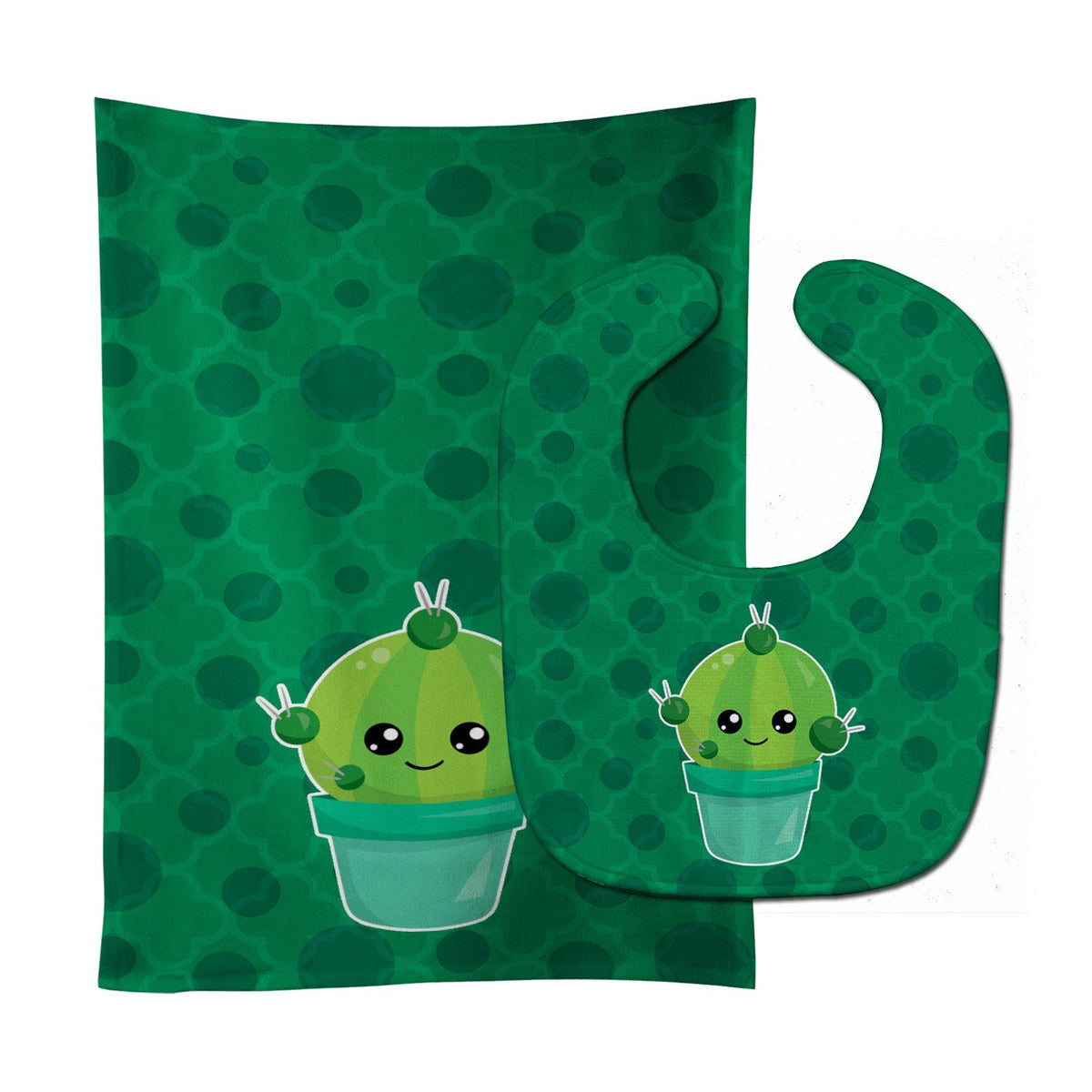 Cactus Polkadots Baby Bib & Burp Cloth Easy-Clean Baby Bib Baby Feeding Accessory Baby Mealtime Essential
