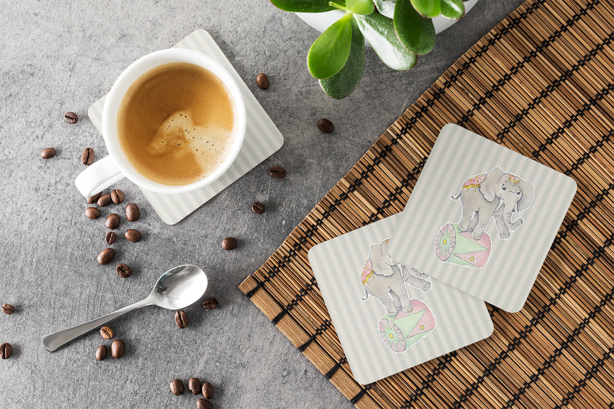 Circus Elephant Foam Coasters Set of 4 Cup Coasters for Indoor Outdoor, Tabletop Protection, Anti Slip, Mouse pad Material