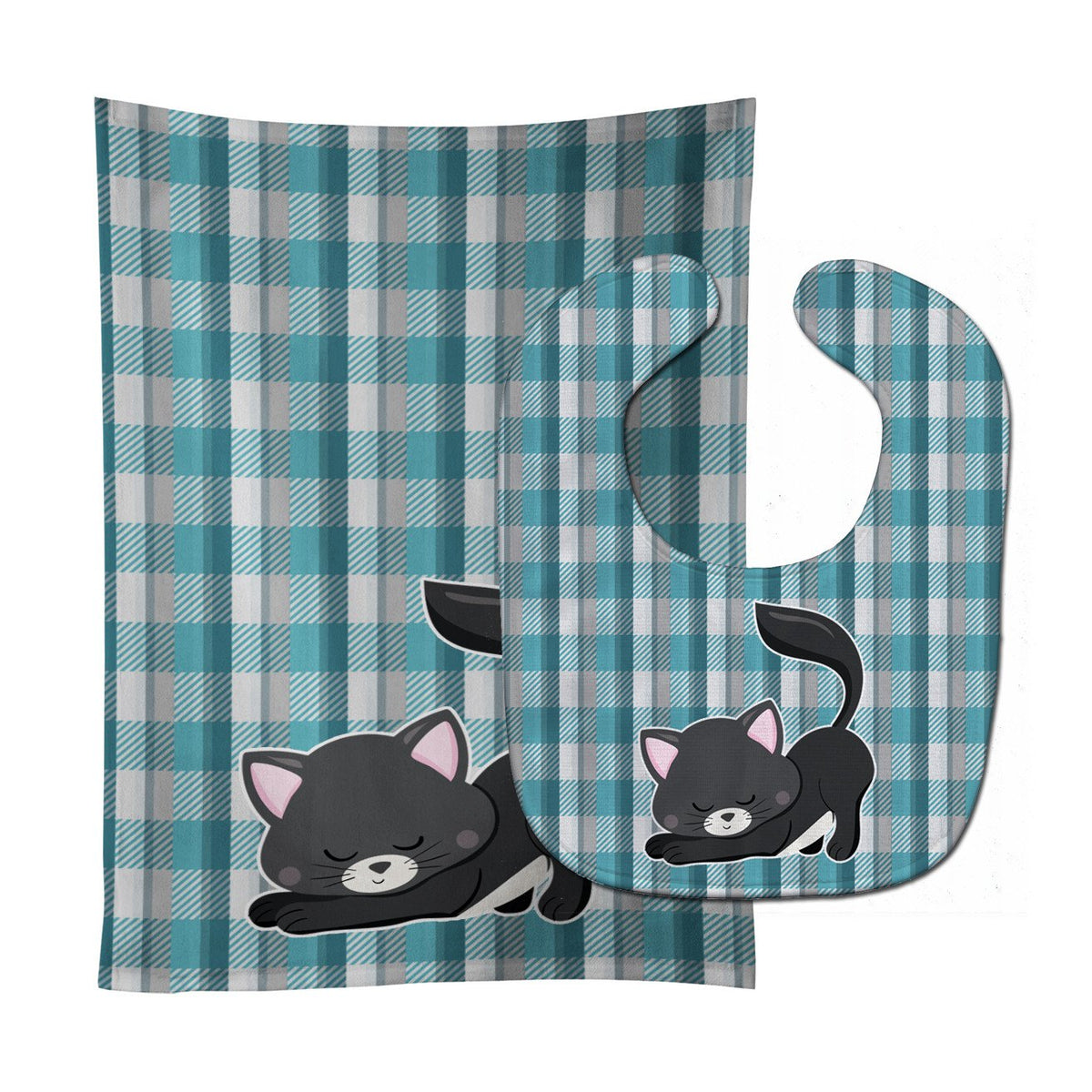 Little Black Cat Kitten Baby Bib & Burp Cloth Easy-Clean Baby Bib Baby Feeding Accessory Baby Mealtime Essential
