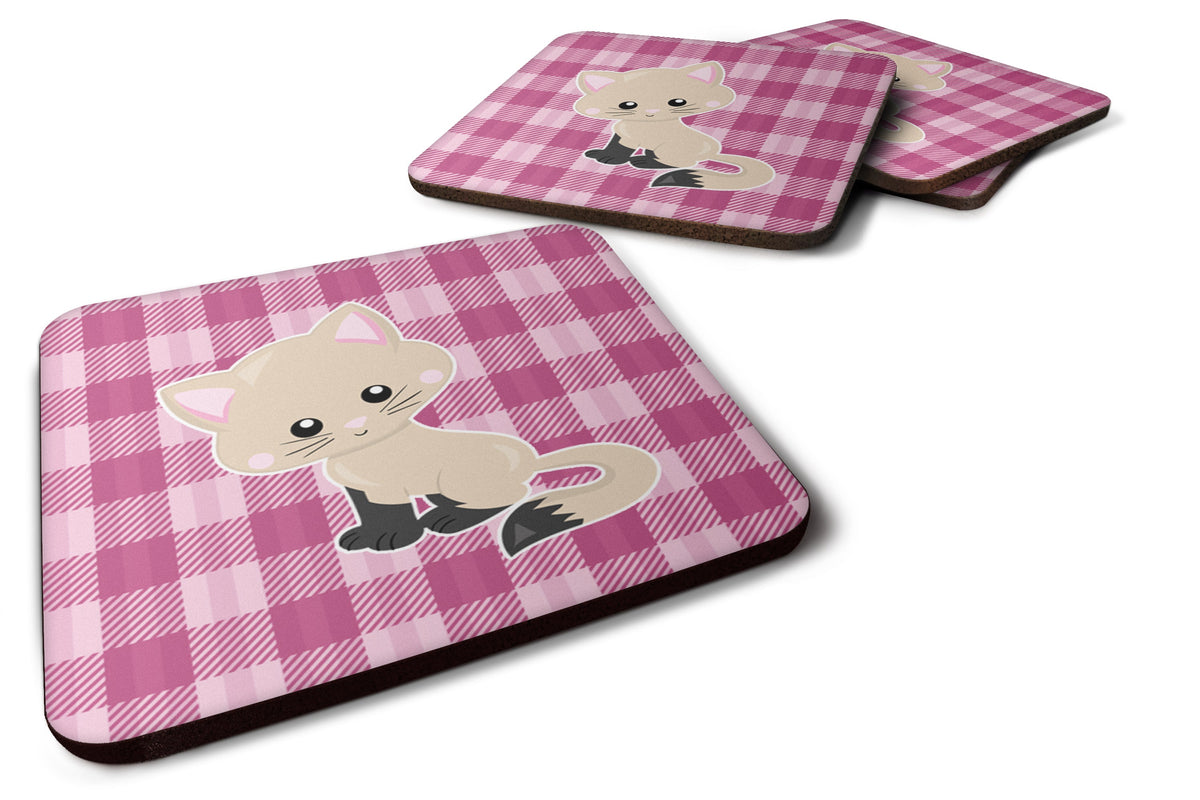 Kitten Cat on Pink Foam Coasters Set of 4 Cup Coasters for Indoor Outdoor, Tabletop Protection, Anti Slip, Mouse pad Material