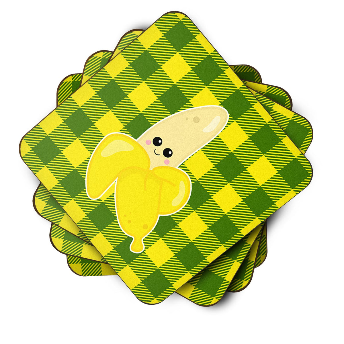 Going Bananas Foam Coasters Set of 4 Cup Coasters for Indoor Outdoor, Tabletop Protection, Anti Slip, Mouse pad Material