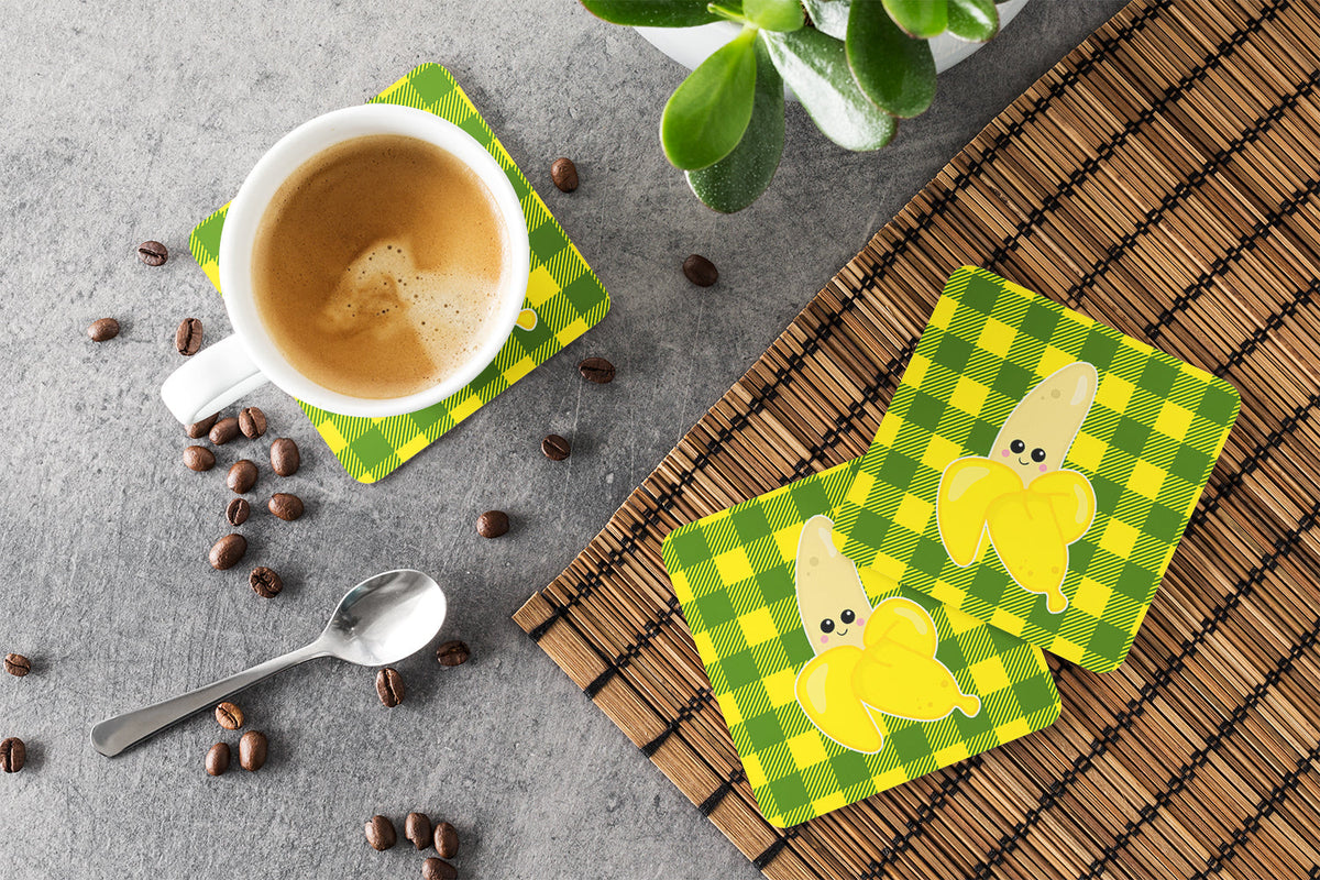Going Bananas Foam Coasters Set of 4 Cup Coasters for Indoor Outdoor, Tabletop Protection, Anti Slip, Mouse pad Material