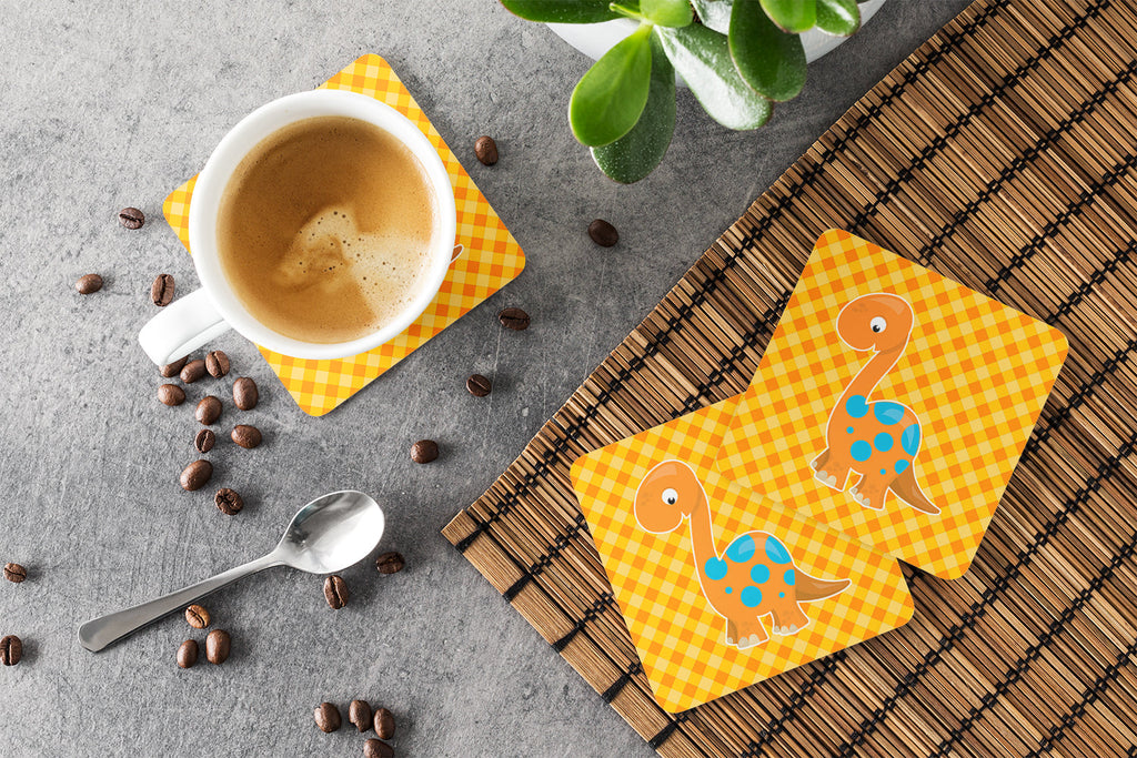 Brontosaurus Dinosaur Foam Coasters Set of 4 Cup Coasters for Indoor Outdoor, Tabletop Protection, Anti Slip, Mouse pad Material