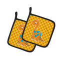 Brontosaurus Dinosaur Pot Holder Set of 2 Heat Resistant Quilted Hot Pads 7.5 x 7.5 Inch, Insulated Kitchen Trivets for Cooking & Baking