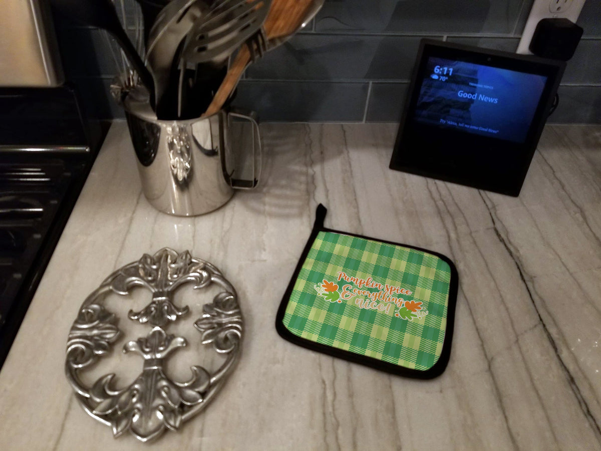 Fall Pumpkin Spice Gingham Pot Holder Set of 2 Heat Resistant Quilted Hot Pads 7.5 x 7.5 Inch, Insulated Kitchen Trivets for Cooking & Baking