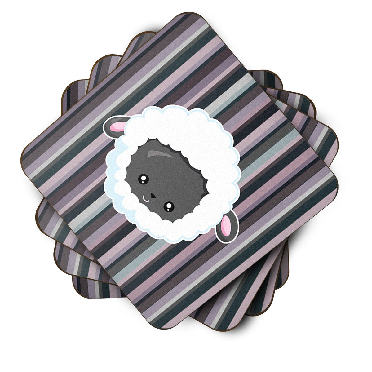 Black Sheep Lamb Face  Foam Coasters Set of 4 Cup Coasters for Indoor Outdoor, Tabletop Protection, Anti Slip, Mouse pad Material