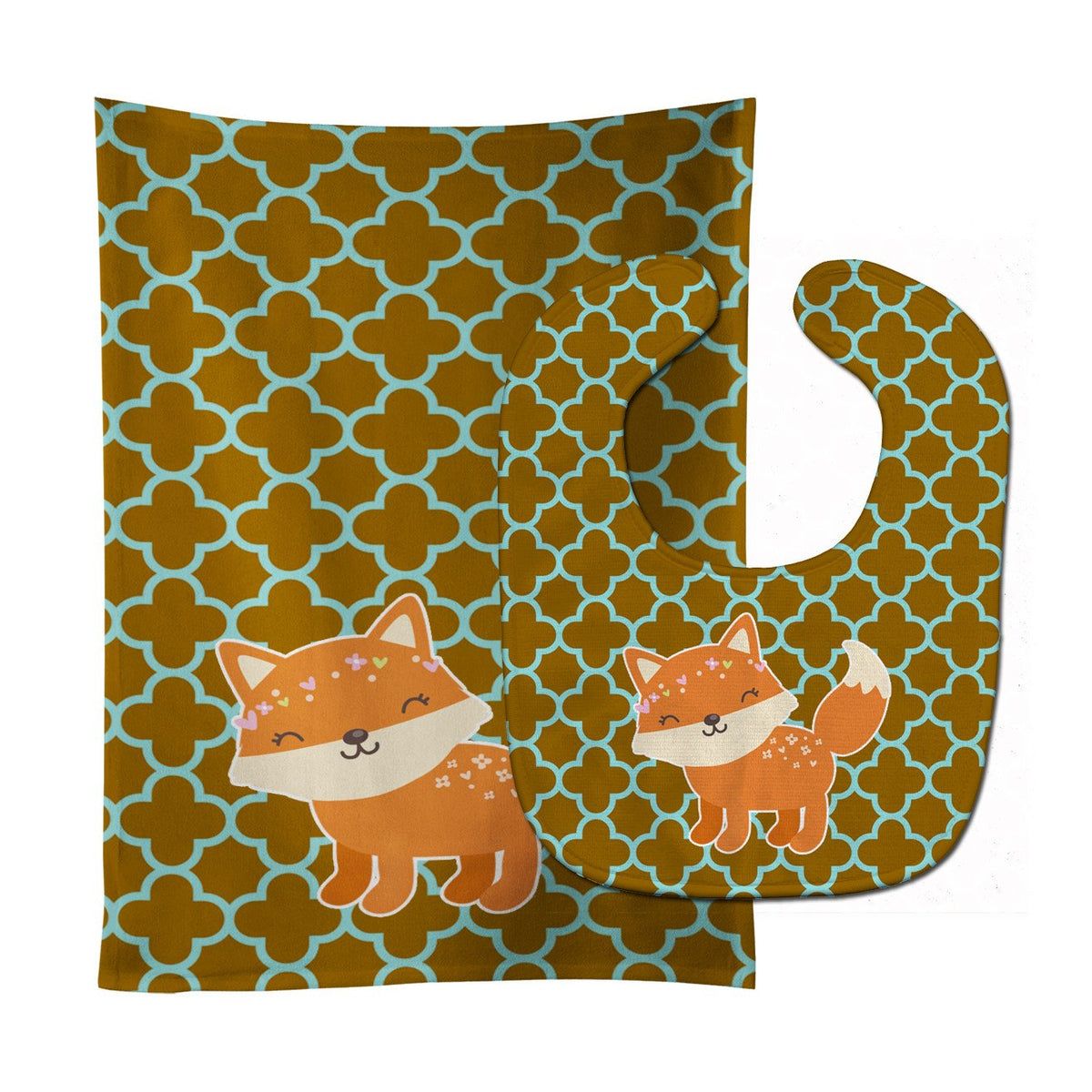 Fox on Quatrafoil Baby Bib & Burp Cloth Easy-Clean Baby Bib Baby Feeding Accessory Baby Mealtime Essential