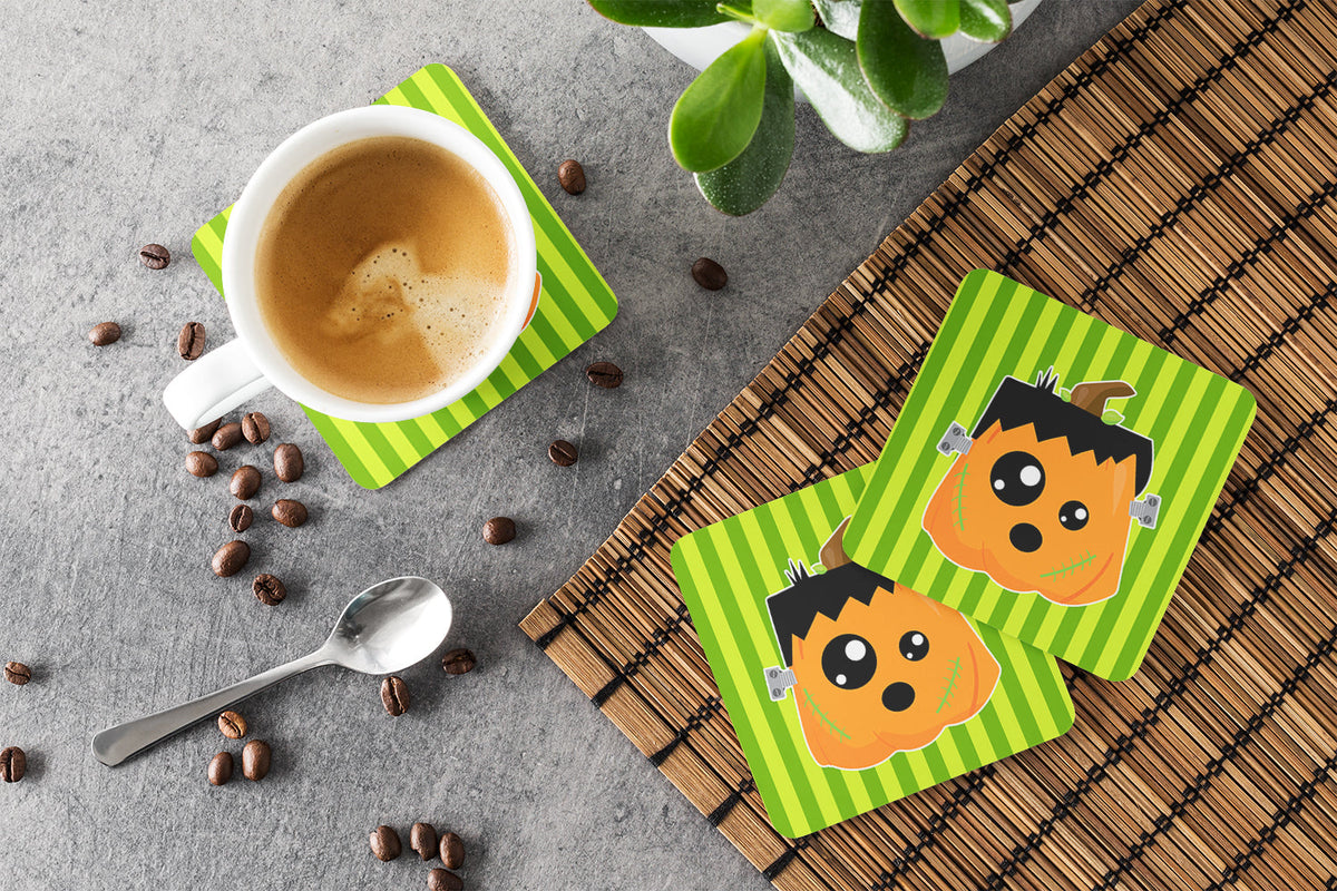 Halloween Pumpkin Frankenstein Foam Coasters Set of 4 Cup Coasters for Indoor Outdoor, Tabletop Protection, Anti Slip, Mouse pad Material