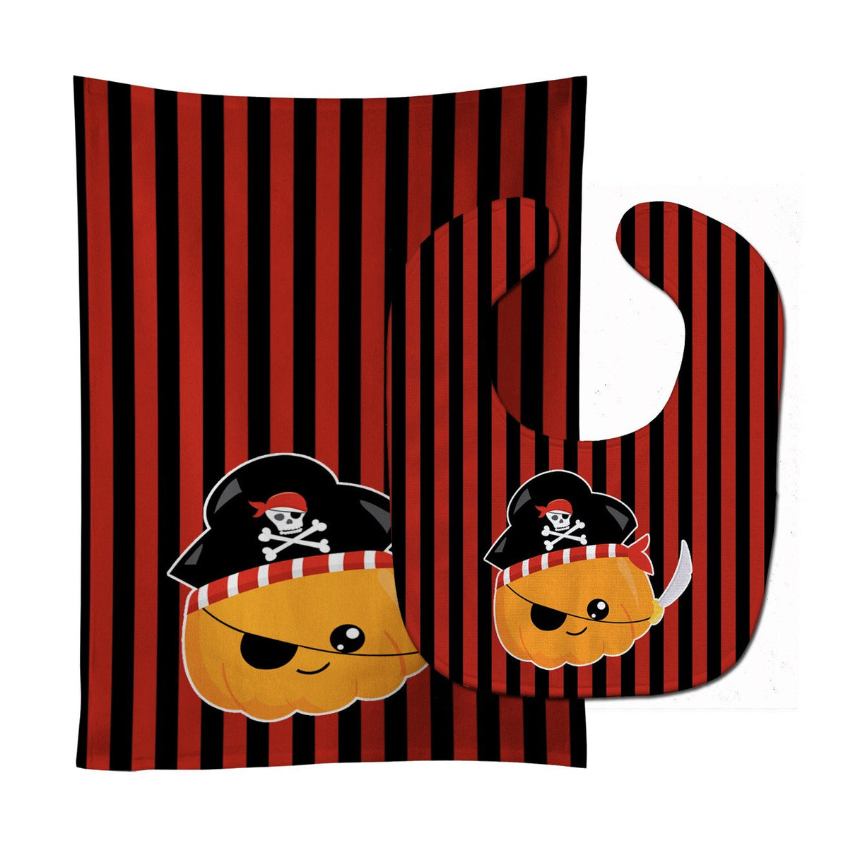 Halloween Pumpkin Pirate Baby Bib & Burp Cloth Easy-Clean Baby Bib Baby Feeding Accessory Baby Mealtime Essential