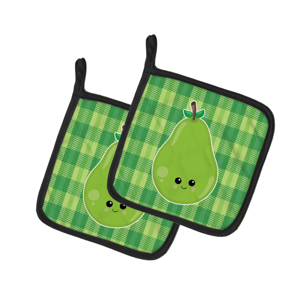 Pear Face Pot Holder Set of 2 Heat Resistant Quilted Hot Pads 7.5 x 7.5 Inch, Insulated Kitchen Trivets for Cooking & Baking