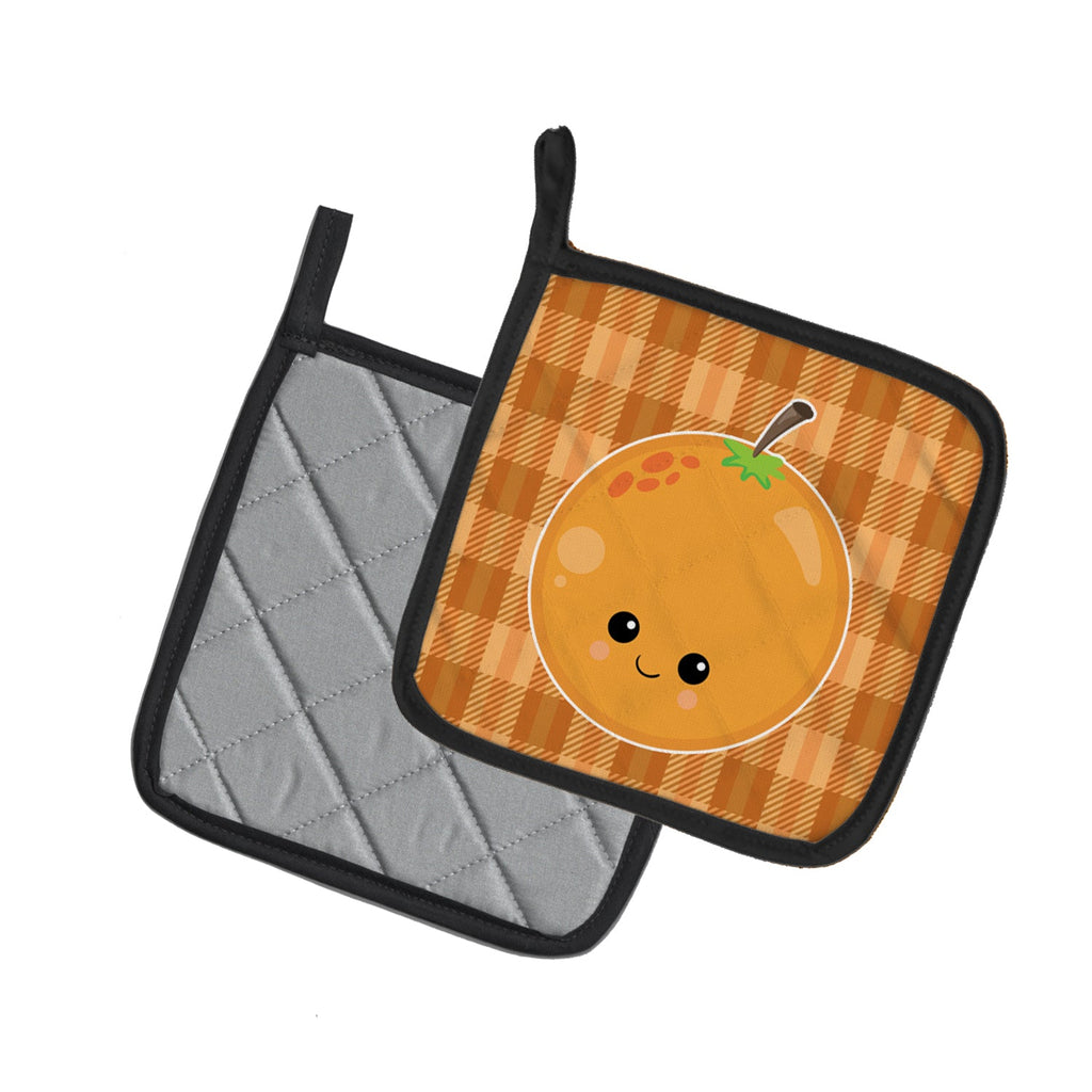 Orange Face Pot Holder Set of 2 Heat Resistant Quilted Hot Pads 7.5 x 7.5 Inch, Insulated Kitchen Trivets for Cooking & Baking
