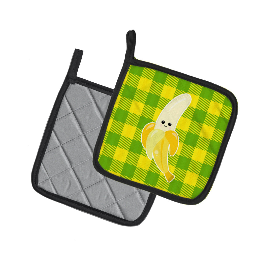 Banana Face Pot Holder Set of 2 Heat Resistant Quilted Hot Pads 7.5 x 7.5 Inch, Insulated Kitchen Trivets for Cooking & Baking