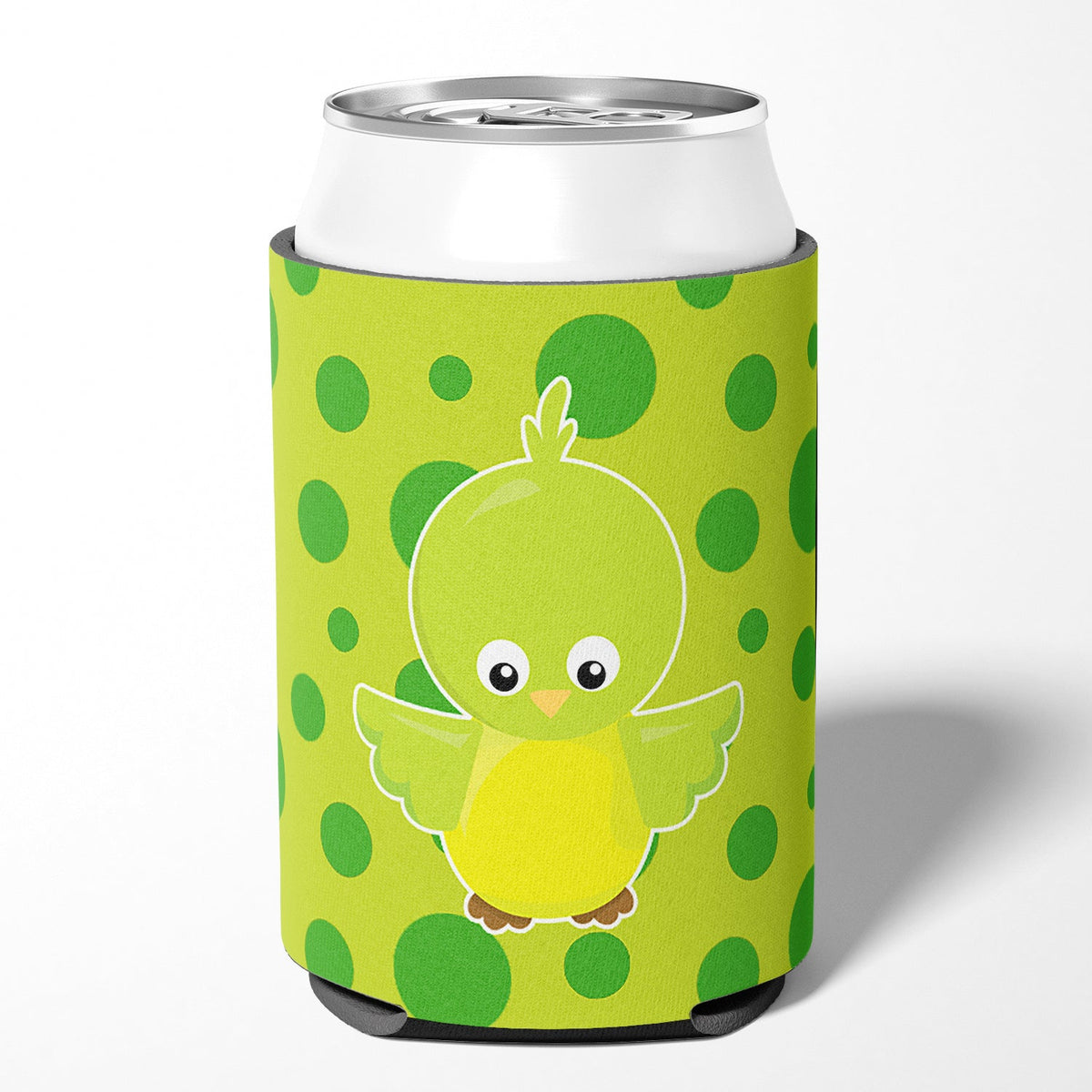 Bird on Green Polkadots Can or Bottle Hugger Cooler Sleeve for Standard 12 oz Cans, Insulated Foam Beer & Soda Can Hugger Reusable
