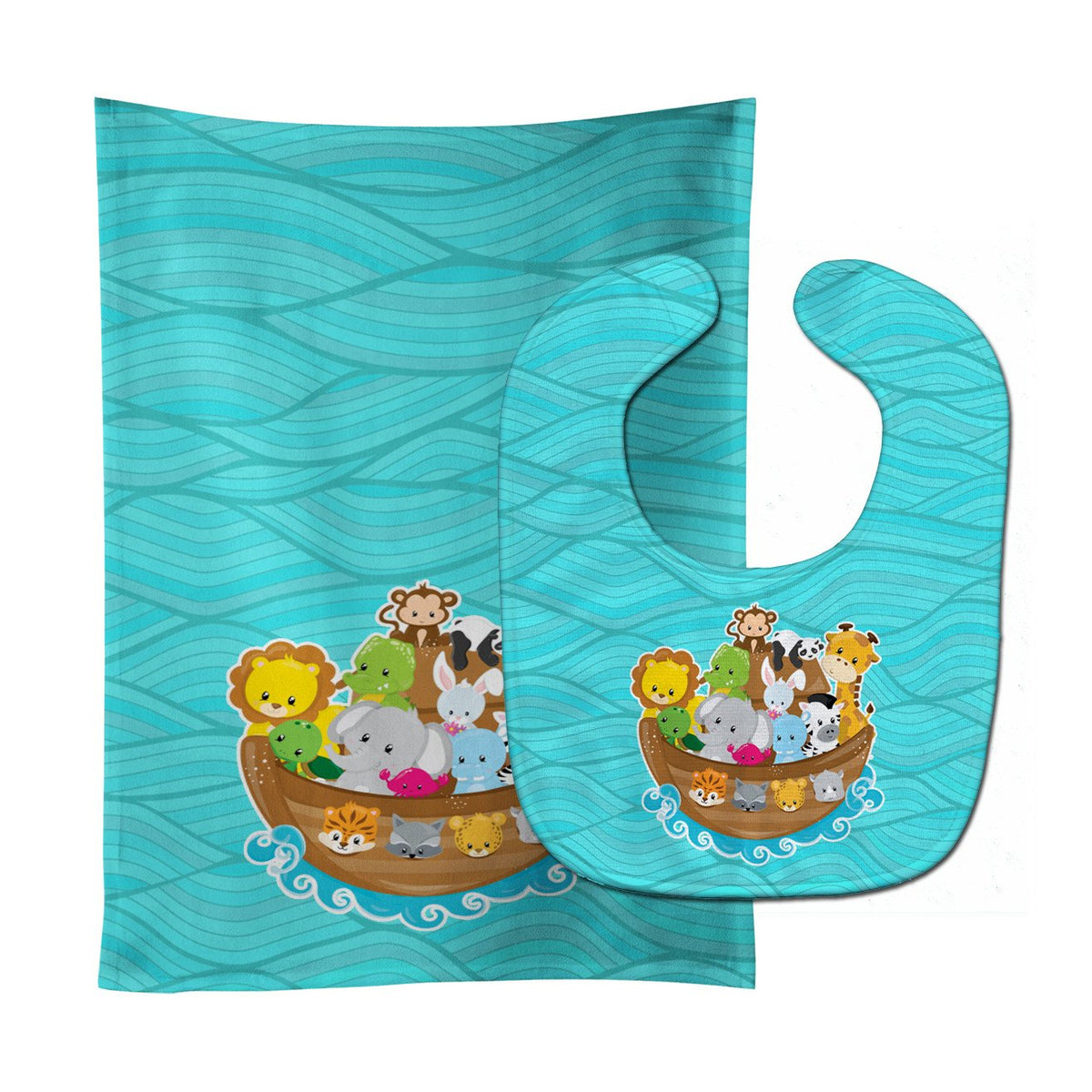 Noah's Ark Baby Bib & Burp Cloth Easy-Clean Baby Bib Baby Feeding Accessory Baby Mealtime Essential