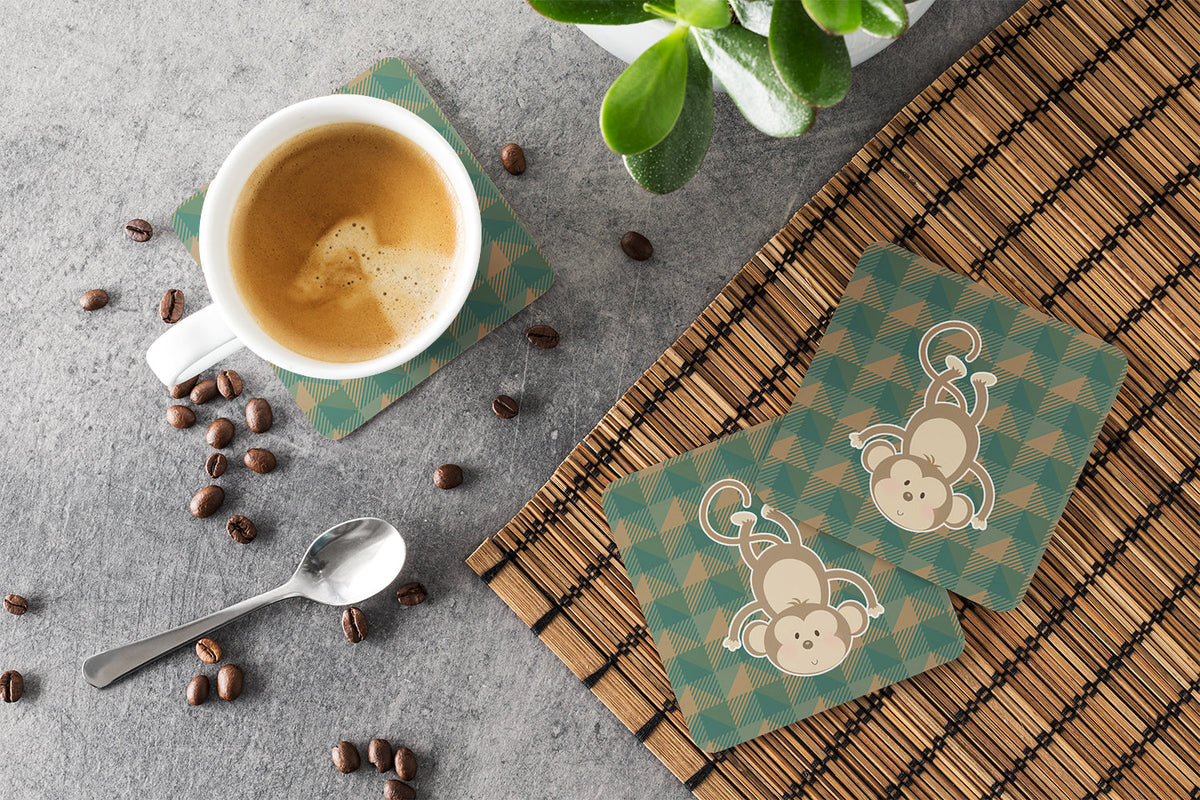 Monkey Foam Coasters Set of 4 Cup Coasters for Indoor Outdoor, Tabletop Protection, Anti Slip, Mouse pad Material