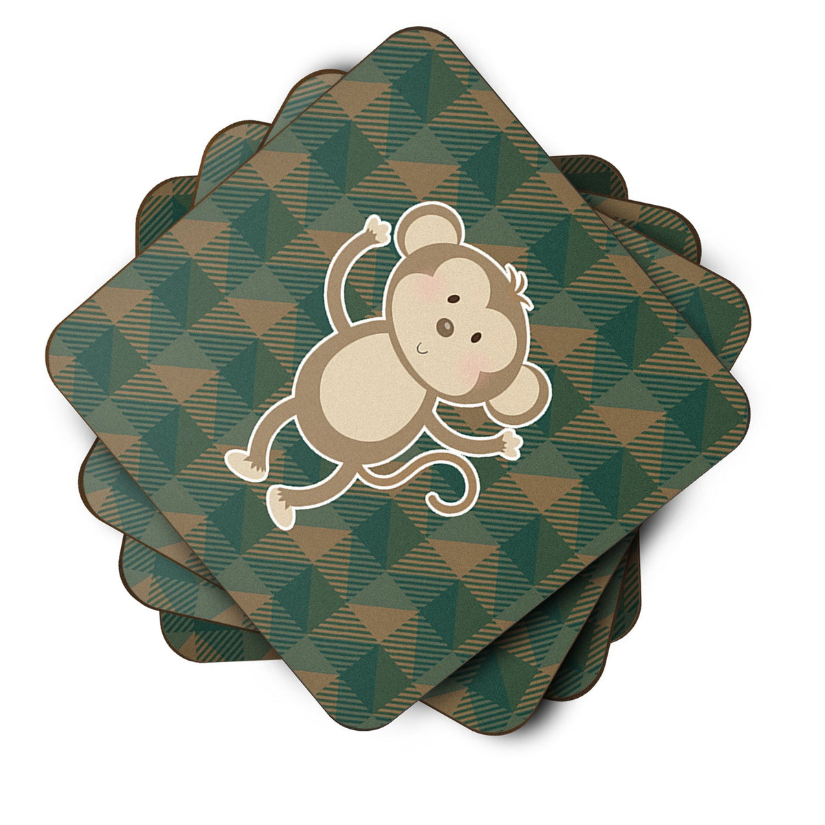 Monkey Foam Coasters Set of 4 Cup Coasters for Indoor Outdoor, Tabletop Protection, Anti Slip, Mouse pad Material