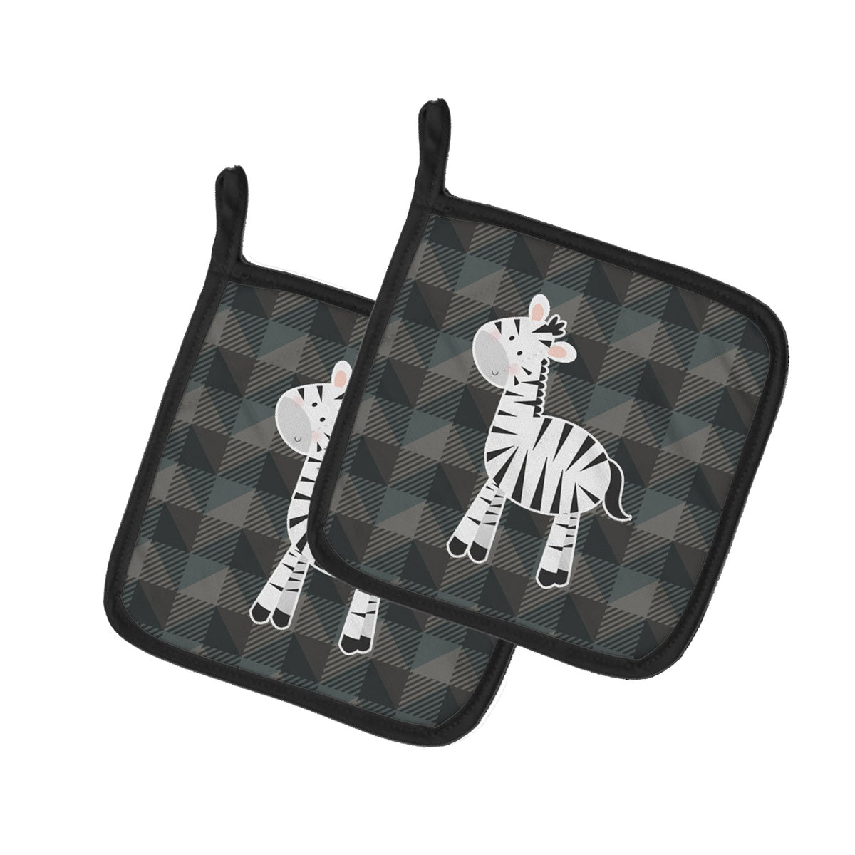 Zebra Pot Holder Set of 2 Heat Resistant Quilted Hot Pads 7.5 x 7.5 Inch, Insulated Kitchen Trivets for Cooking & Baking