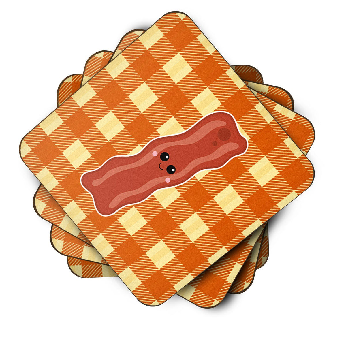 Bacon Face Foam Coasters Set of 4 Cup Coasters for Indoor Outdoor, Tabletop Protection, Anti Slip, Mouse pad Material