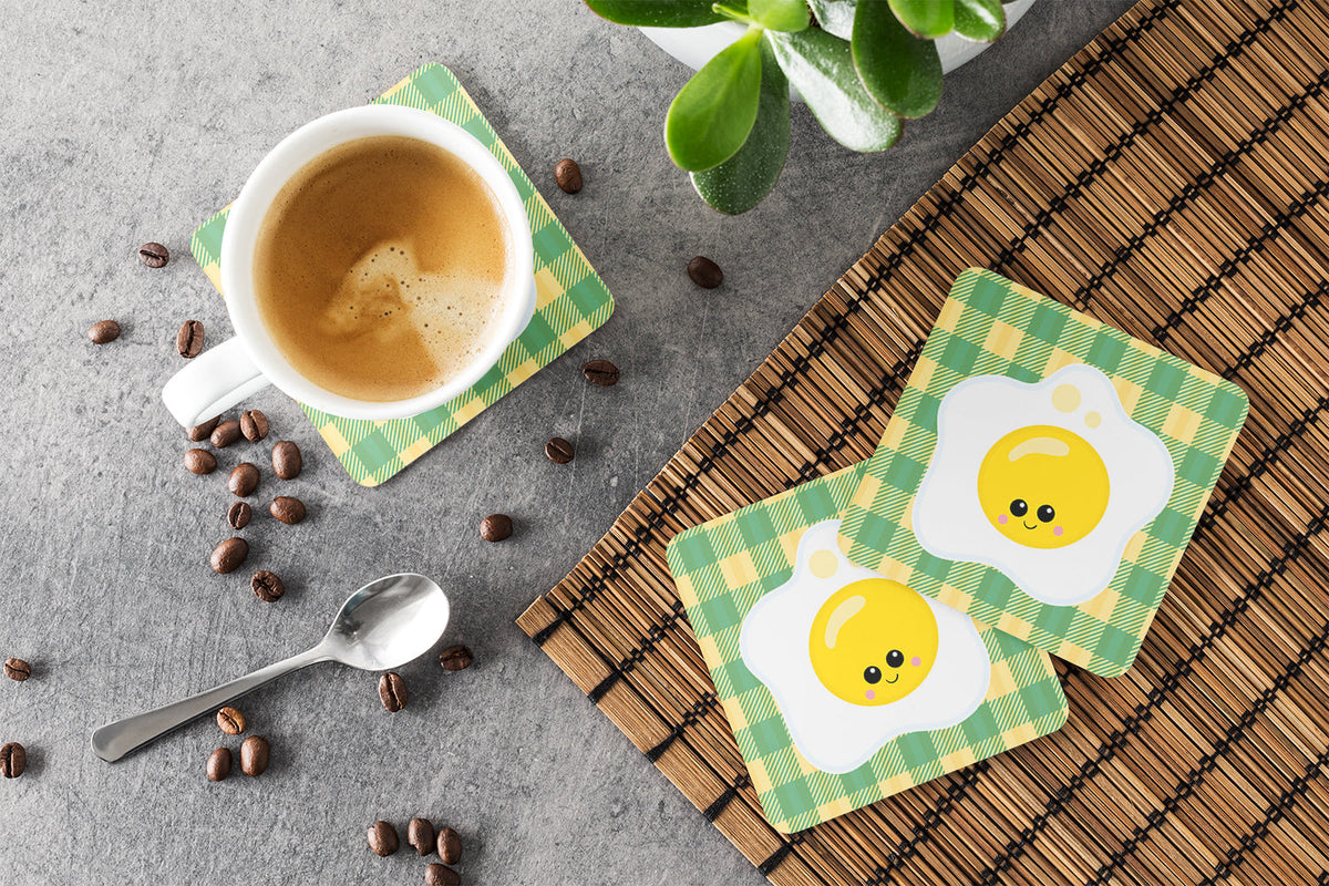 Fried Egg Face Foam Coasters Set of 4 Cup Coasters for Indoor Outdoor, Tabletop Protection, Anti Slip, Mouse pad Material