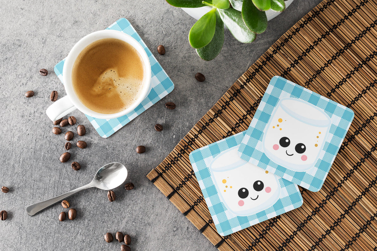 Marshmellow Face Foam Coasters Set of 4 Cup Coasters for Indoor Outdoor, Tabletop Protection, Anti Slip, Mouse pad Material