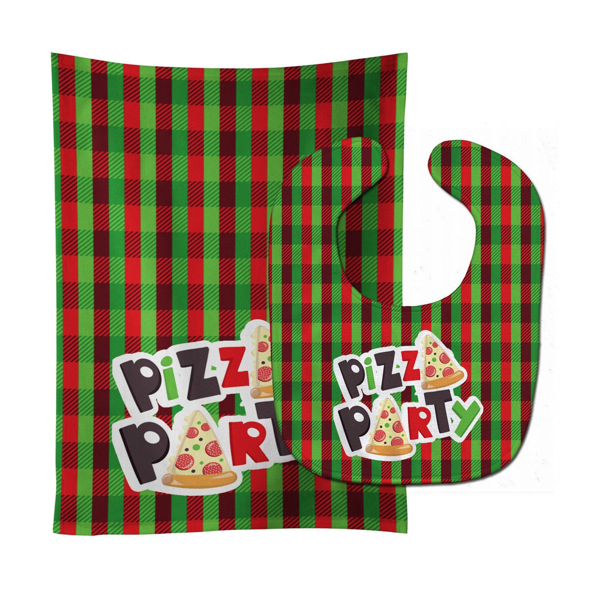 Pizza Party Baby Bib & Burp Cloth Easy-Clean Baby Bib Baby Feeding Accessory Baby Mealtime Essential