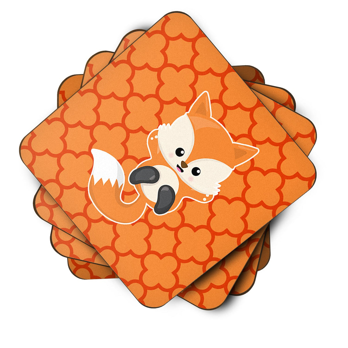 Baby Fox Quatrafoil Foam Coasters Set of 4 Cup Coasters for Indoor Outdoor, Tabletop Protection, Anti Slip, Mouse pad Material