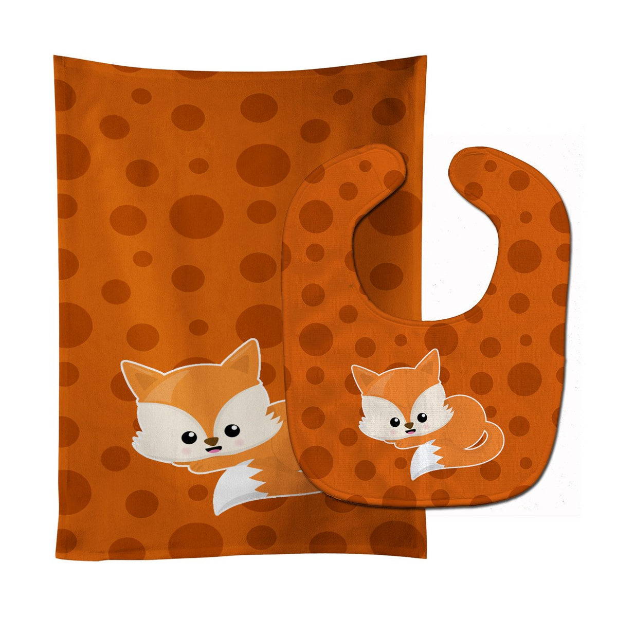 Baby Fox Polkadot Baby Bib & Burp Cloth Easy-Clean Baby Bib Baby Feeding Accessory Baby Mealtime Essential
