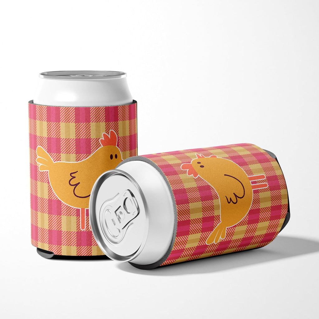 Chicken Hen on Gingham Can or Bottle Hugger Cooler Sleeve for Standard 12 oz Cans, Insulated Foam Beer & Soda Can Hugger Reusable