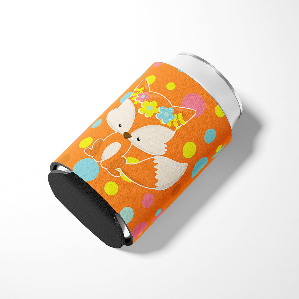 Baby Fox Flowerchild Polkadots Can or Bottle Hugger Cooler Sleeve for Standard 12 oz Cans, Insulated Foam Beer & Soda Can Hugger Reusable